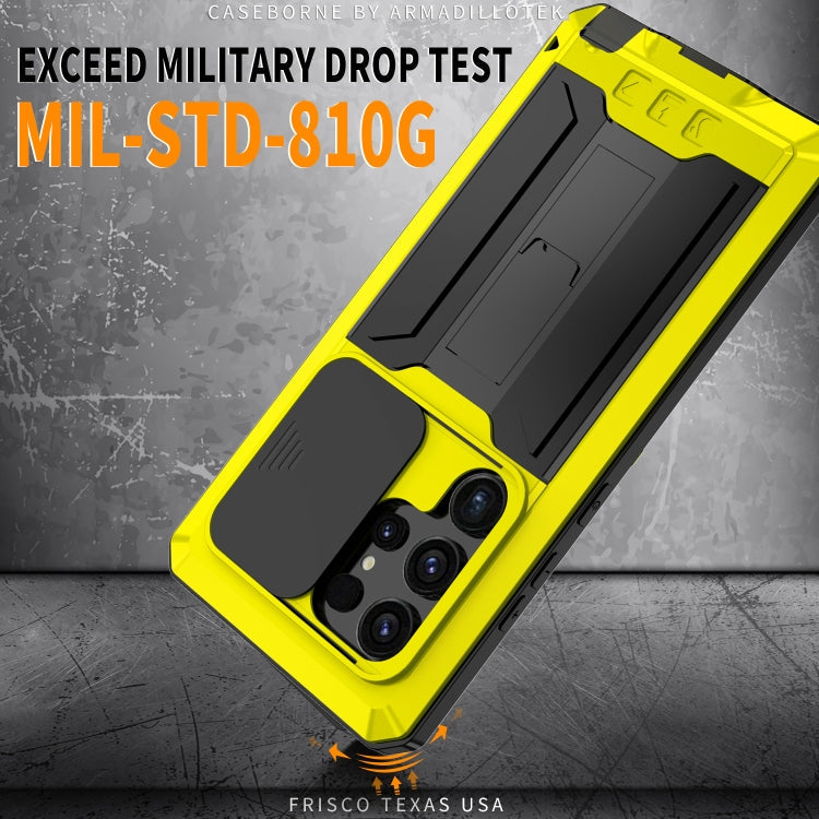 For Samsung Galaxy S24 Ultra 5G R-JUST Sliding Camera Life Waterproof Holder Phone Case(Yellow)