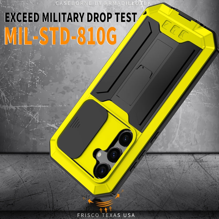 For Samsung Galaxy S24+ 5G R-JUST Sliding Camera Life Waterproof Holder Phone Case(Yellow)