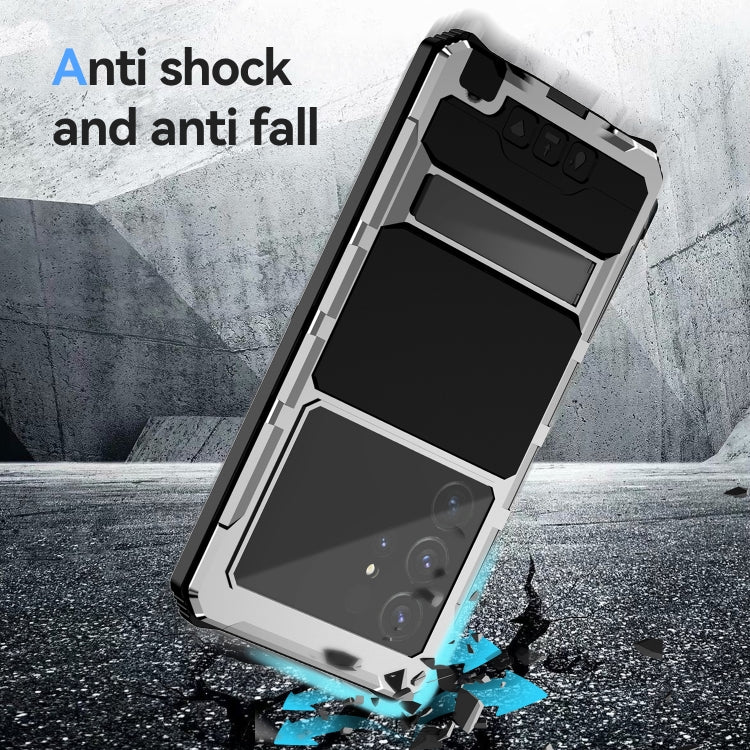 For Samsung Galaxy S24 Ultra 5G R-JUST Life Waterproof Dustproof Shockproof Holder Phone Case(Silver)
