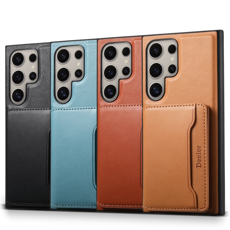 For Samsung Galaxy S24 Ultra 5G Denior Cowhide Texture Leather MagSafe Detachable Wallet Phone Case(Blue)