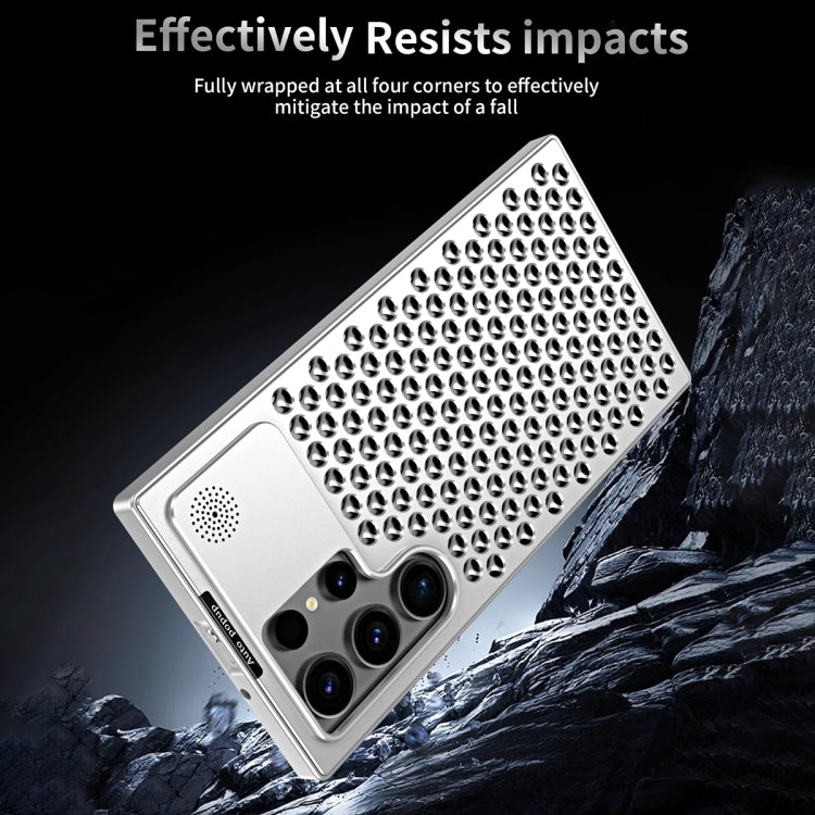 For Samsung Galaxy S22 Ultra 5G R-JUST RJ58 Aromatherapy Metal Cooling Phone Case(Black)