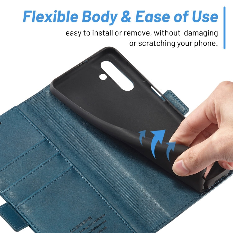 For Samsung Galaxy A35 5G LC.IMEEKE Skin-friendly Card Slots Leather Phone Case(Blue)