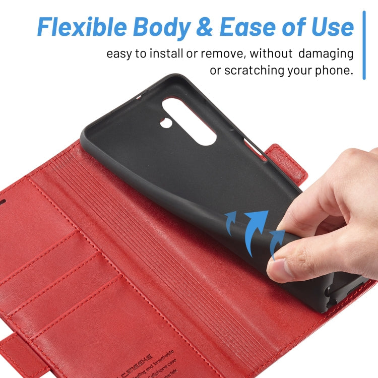 For Samsung Galaxy A55 5G LC.IMEEKE Skin-friendly Card Slots Leather Phone Case(Red)