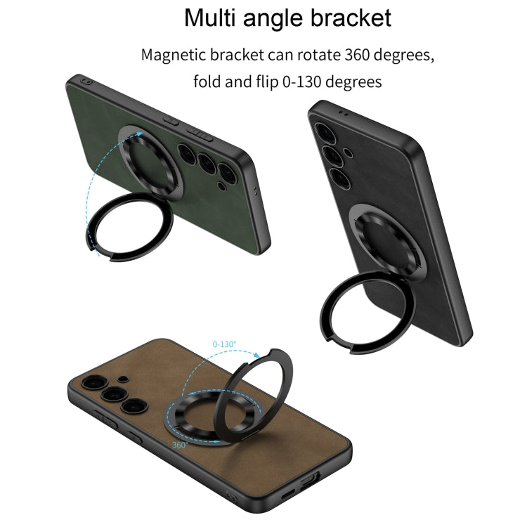 For Samsung Galaxy S24 5G GKK Skin Feel Frosted Leather MagSafe Magnetic Phone Case with Holder(Grey)