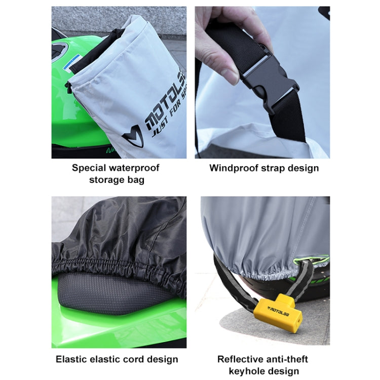 MOTOLSG Motorcycle Waterproof Sunproof Dustproof Thickening Cover, Size:XXXL(Silver)