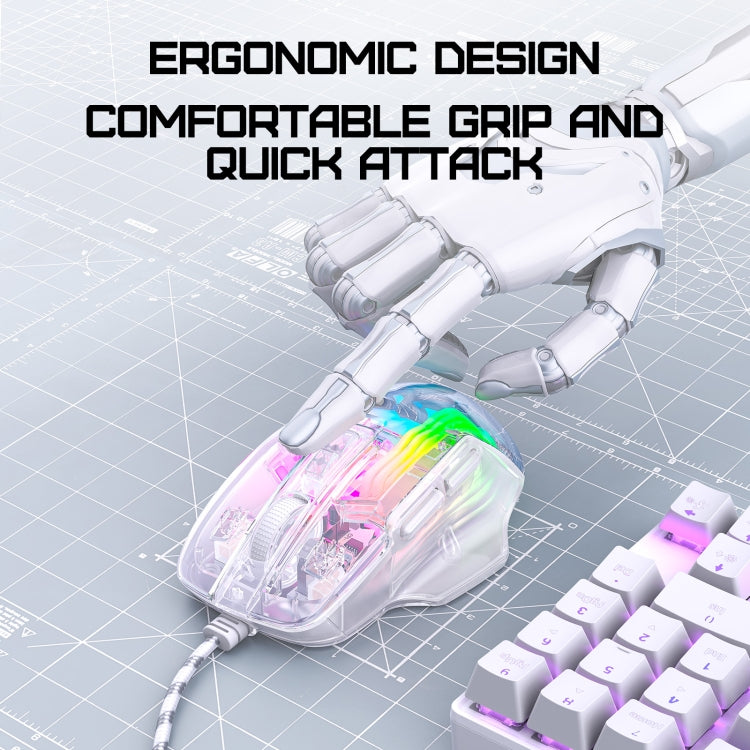 ONIKUMA CW923 RGB Lighting Wired Mouse(Transparent)