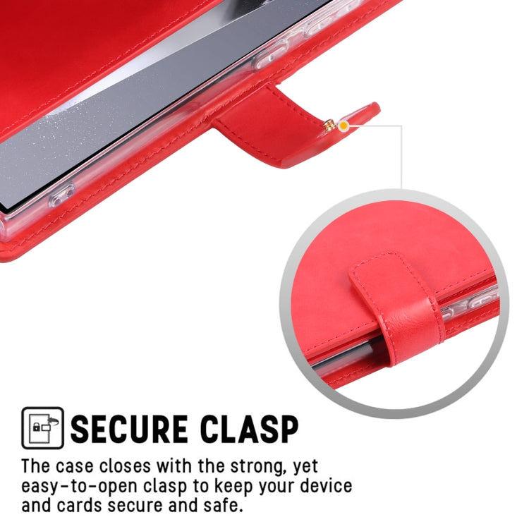 For Samsung Galaxy S24 Ultra 5G GOOSPERY MANSOOR DIARY 9 Card Slots Leather Phone Case(Wine Red)