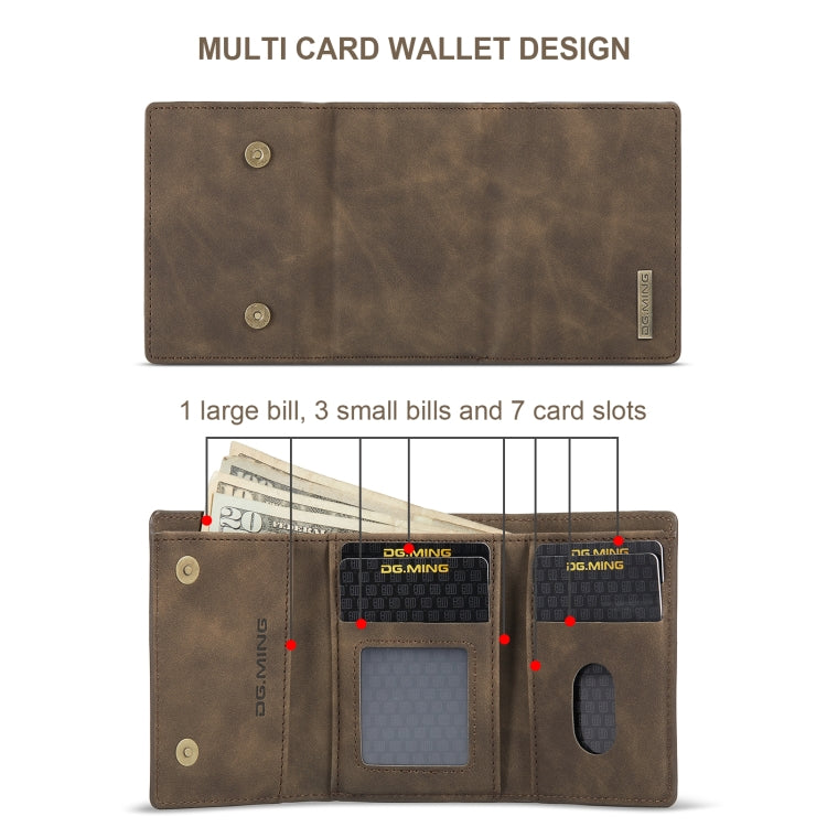 For OnePlus 12 DG.MING M1 Series 3-Fold Multi Card Wallet + Magnetic Phone Case(Coffee)