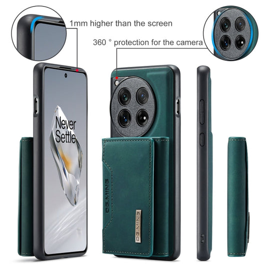 Pour OnePlus 12 DG.MING Série M2 Étui multi-cartes à trois volets + étui de téléphone magnétique (vert)