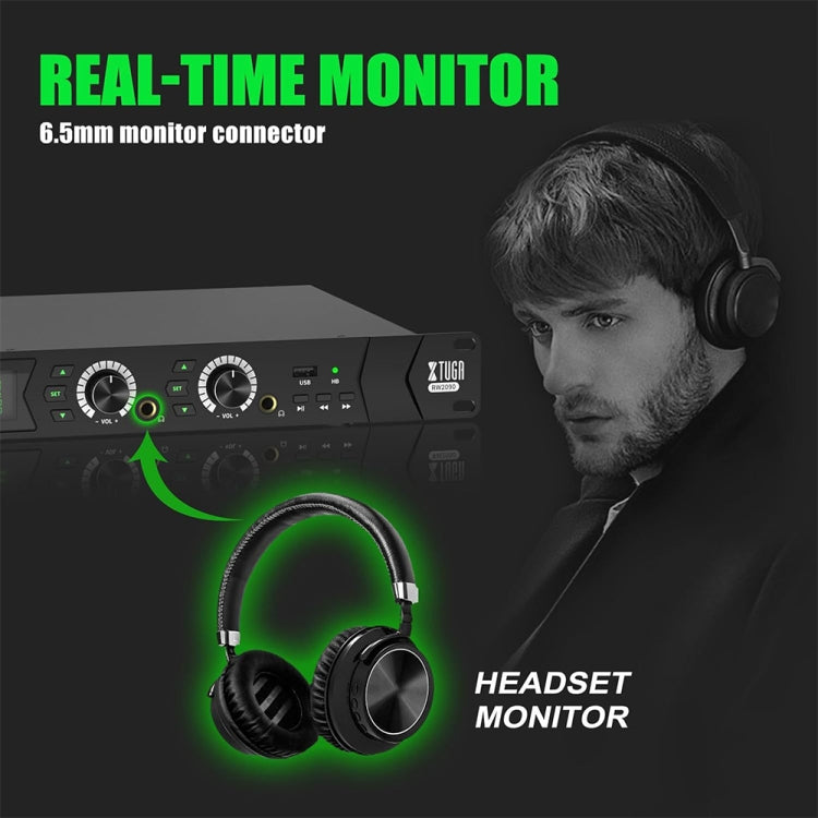XTUGA RW2090 Professional Stage Wireless 2 Channel In Ear Monitoring System 2 in 1(US Plug)