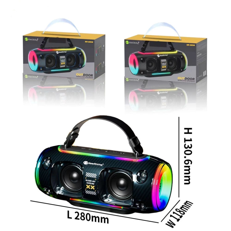 Nouvel haut-parleur Bluetooth sans fil portable d'extérieur Rixing NR8806, caisson de basses coloré RVB, style : sans micro (noir)