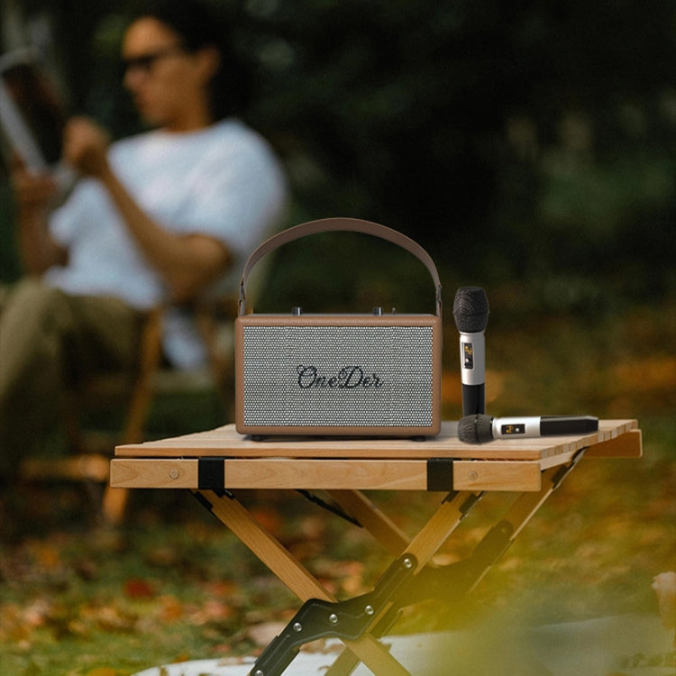 Oneder D7 Bluetooth Speaker Outdoor Karaoke Wireless Speakers With Two Mic(Orange)