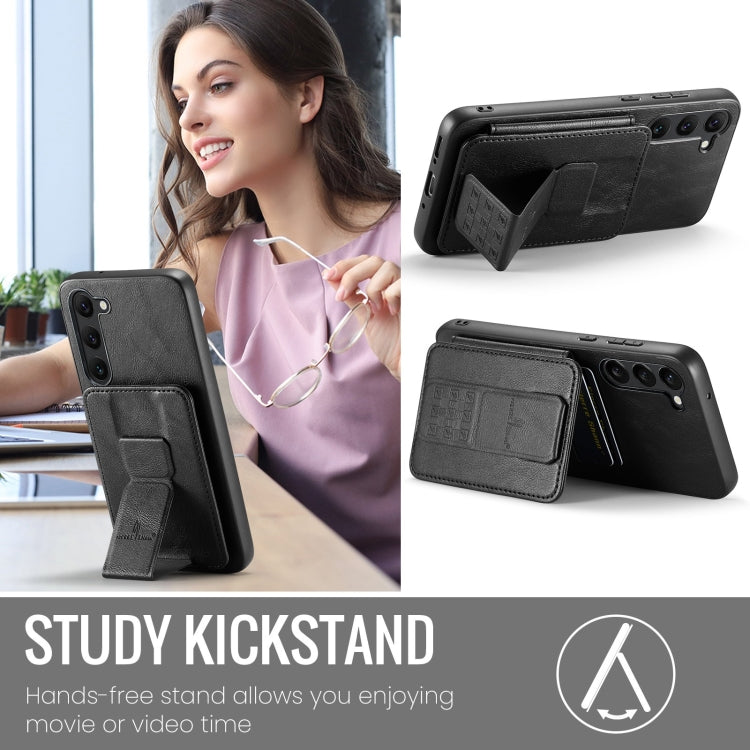 Pour Samsung Galaxy S23+ 5G Fierre Shann Étui de protection arrière en cuir de vachette ciré avec porte-cartes (noir)