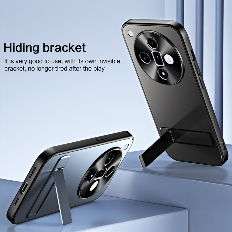 For OPPO Find X7 R-JUST RJ-61 Electroplating Frosted TPU + PC Phone Case with Holder(Silver)