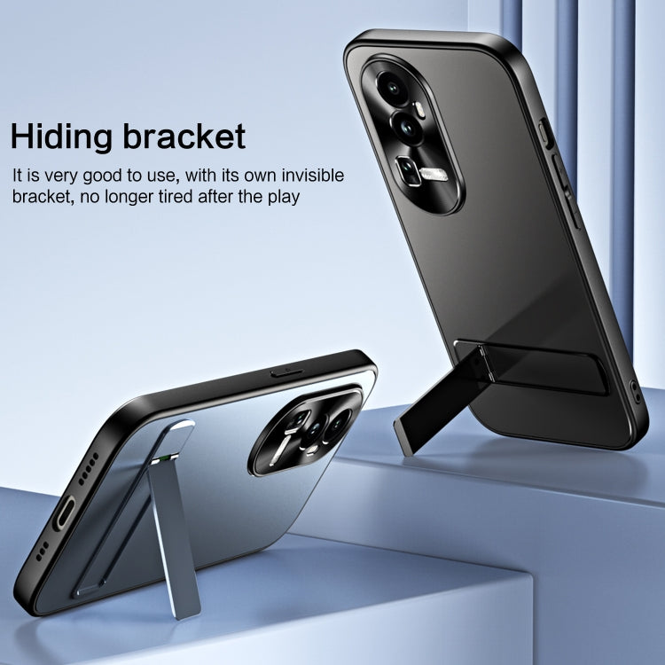 For OPPO Reno10 / Reno10 Pro Global R-JUST RJ-61 Electroplating Frosted TPU + PC Phone Case with Holder(Grey)