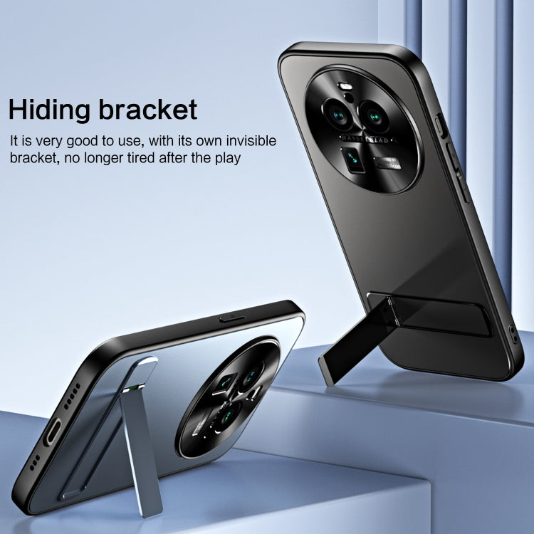 For OPPO Find X6 Pro R-JUST RJ-61 Electroplating Frosted TPU + PC Phone Case with Holder(Silver)