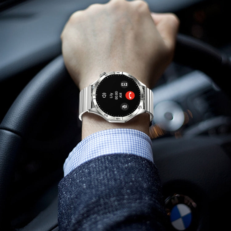 Montre intelligente ronde LEMFO HK4 avec écran AMOLED de 1,43 pouce et appels Bluetooth (Argent)