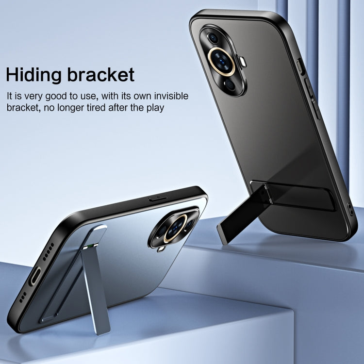 For Huawei nova 11 R-JUST RJ-61 Electroplating Frosted TPU + PC Phone Case with Holder(Silver)