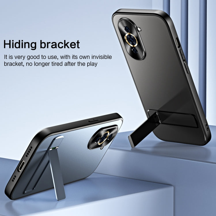 For Huawei nova 10 Pro R-JUST RJ-61 Electroplating Frosted TPU + PC Phone Case with Holder(Silver)