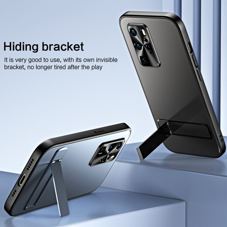 For Huawei P40 R-JUST RJ-61 Electroplating Frosted TPU + PC Phone Case with Holder(Grey)