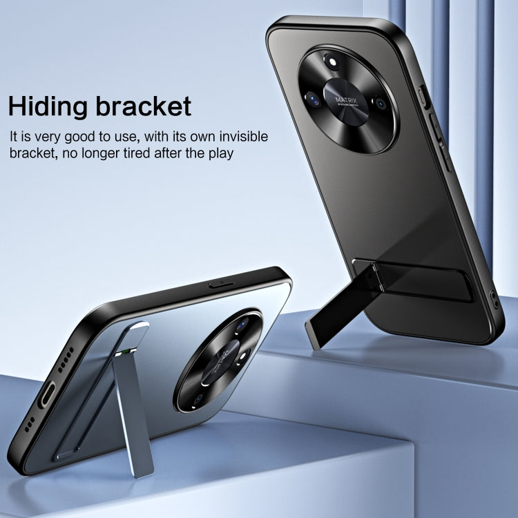 For Honor X50 R-JUST RJ-61 Electroplating Frosted TPU + PC Phone Case with Holder(Pink)