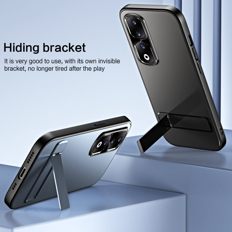 For Honor 90 R-JUST RJ-61 Electroplating Frosted TPU + PC Phone Case with Holder(Silver)