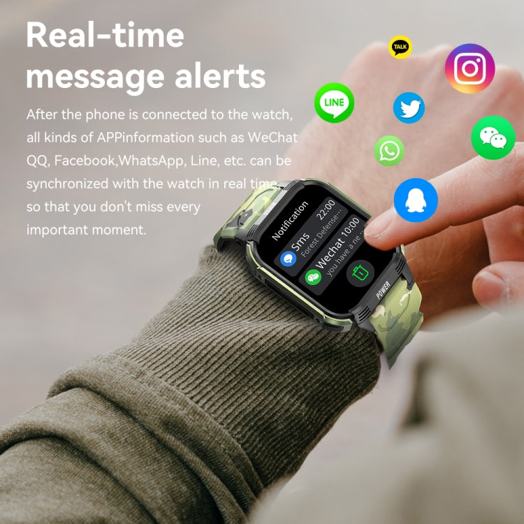 LEMFO LT08 1.85 inch TFT Screen Smart Watch Supports Bluetooth Calls(Gun Black)