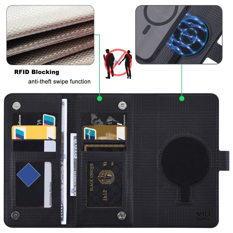 For iPhone 12 Pro Max ViLi GHA Series Shockproof MagSafe RFID Leather Attraction Horizontal Flip Phone Case(Black)