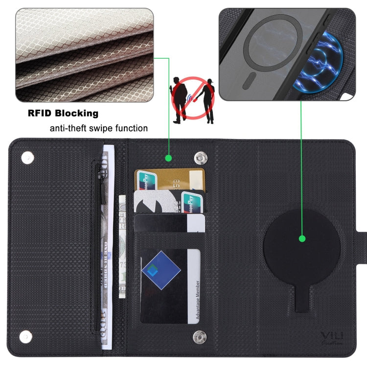 For Google Pixel 8 Pro ViLi GHB Series MagSafe Magnetic Zipper Leather Phone Case(Black)