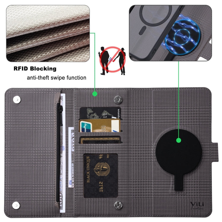 For Google Pixel 8 Pro ViLi GHB Series MagSafe Magnetic Zipper Leather Phone Case(Grey)