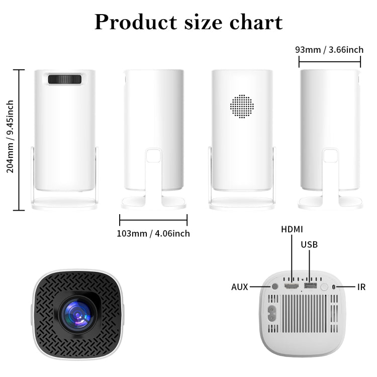 GXMO P30 Android 11 OS HD Portable WiFi Projector, Plug Type:EU Plug(White)