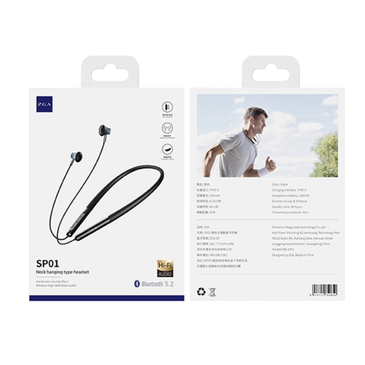 ZGA SP01 Neck-mounted Sports Bluetooth Earphone(Black)