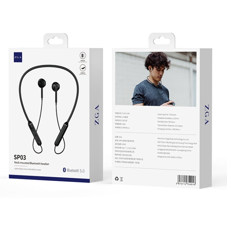 ZGA SP03 Neck-mounted Sports Bluetooth Earphone(Black)
