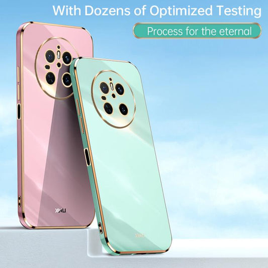 For Huawei Mate 70 XINLI Straight 6D Plating Gold Edge TPU Phone Case(Mint Green)