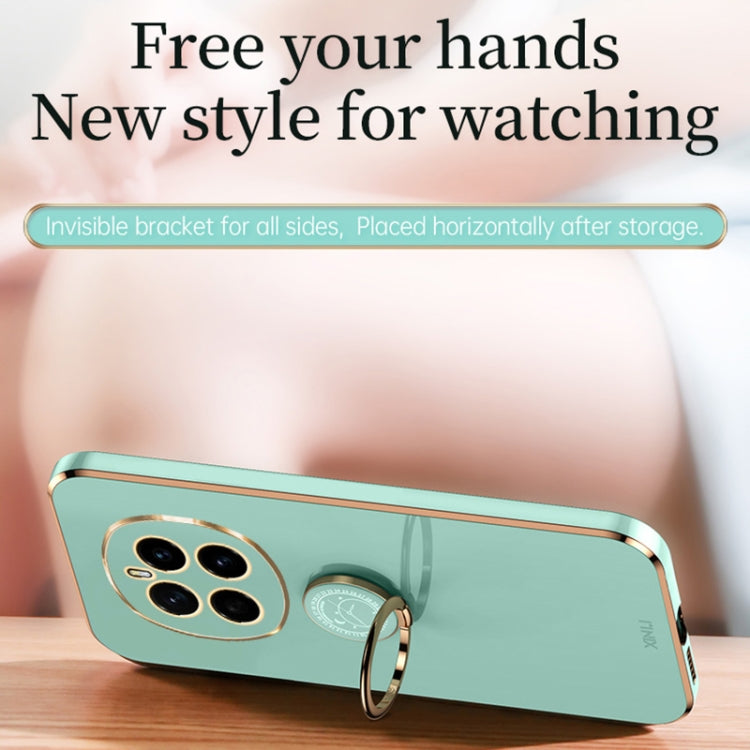 For Honor Magic7 XINLI Straight 6D Plating Gold Edge TPU Shockproof Case with Ring Holder(Mint Green)