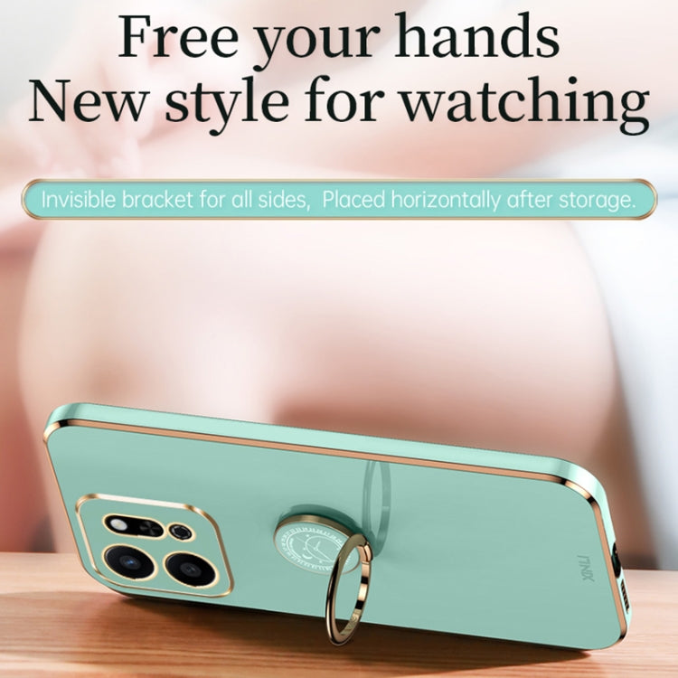 For Honor Play9T 5G XINLI Straight 6D Plating Gold Edge TPU Shockproof Case with Ring Holder(Pink)