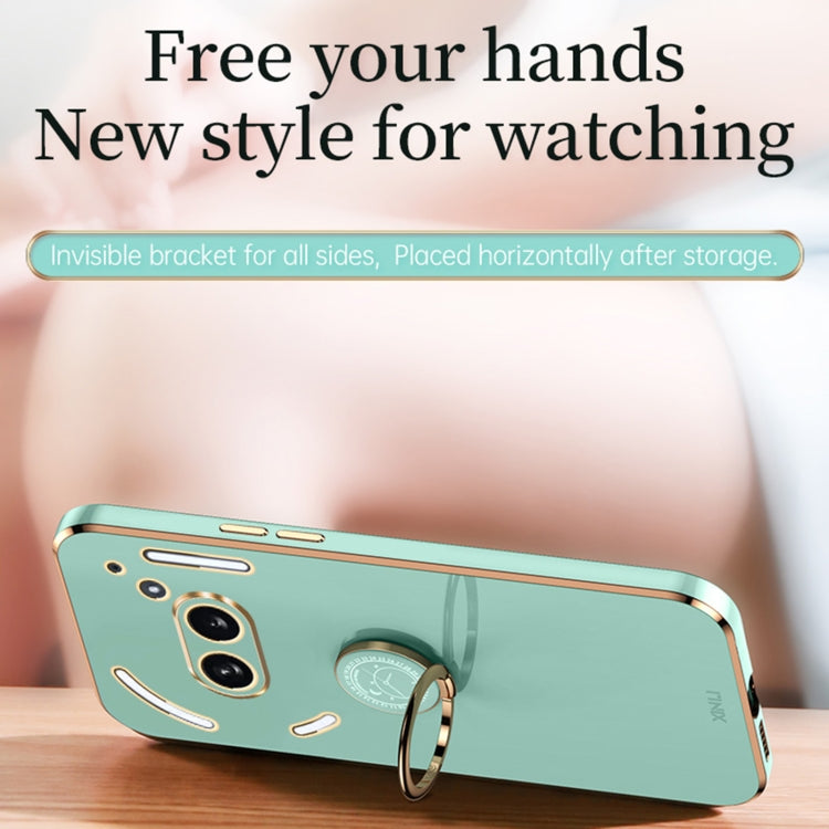 For Nothing Phone 2A XINLI Straight Edge 6D Electroplate TPU Phone Case with Ring Holder(Black)