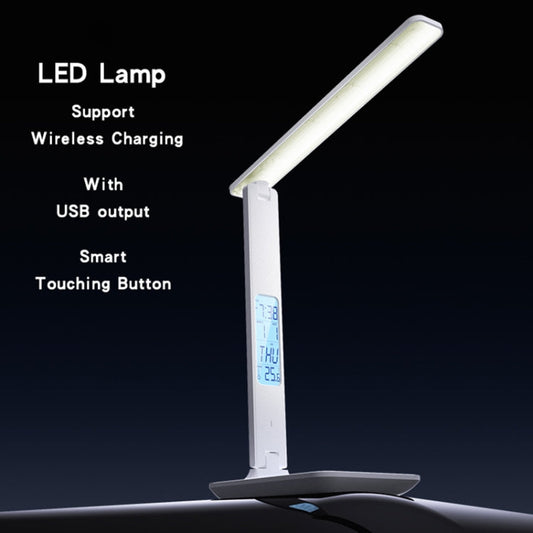Lampe de bureau multifonctionnelle Yesido DS20 avec LED, prend en charge la charge sans fil 10 W, prise UE (blanc)