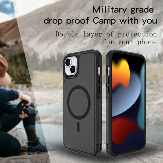 Pour iPhone 15 RedPepper Armor Magsafe PC Hybride TPU Coque de Téléphone (Noir)
