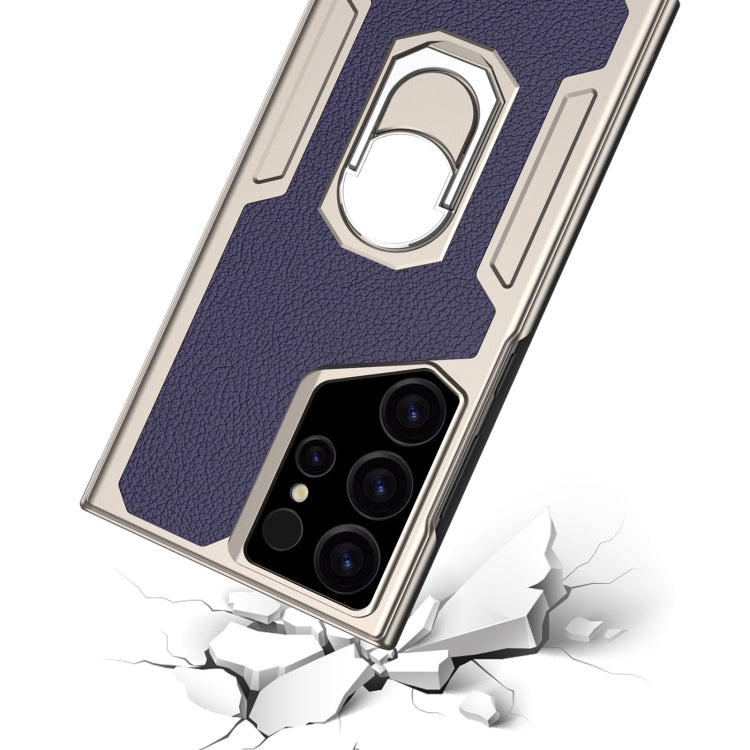 Pour étui de téléphone en cuir GKK Armor Flip pour Samsung Galaxy S24 Ultra 5G, sans stylet (violet)