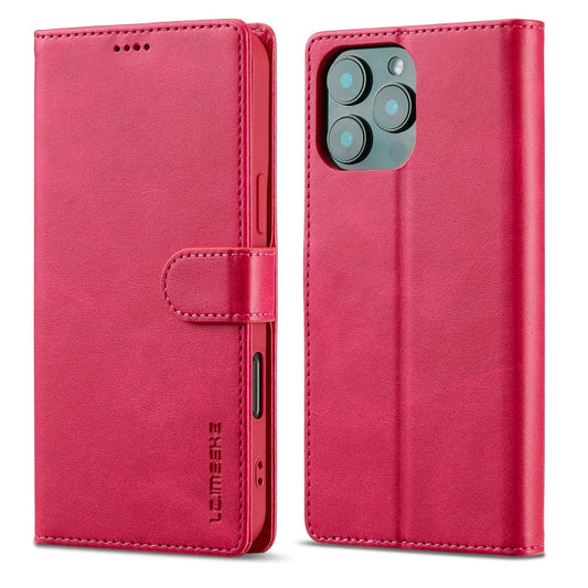 LC.IMEEKE Calf Texture Horizontal Flip Leather Case For iPhone 16 Pro Max(Red)