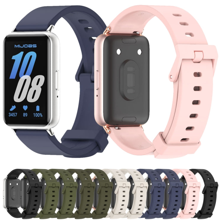 For Samsung Galaxy Fit 3 Mijobs Silicone Watch Band(Army Green+Black)