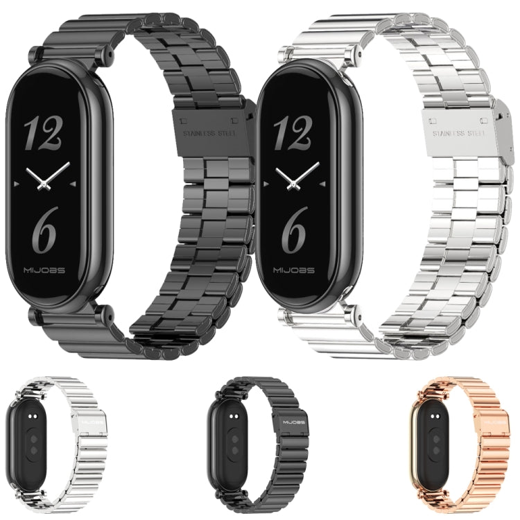 Pour Xiaomi Smart Band 10 / 9 / 8 Mijobs GT4 Bracelet de montre en métal à boucle bambou (Or rose)