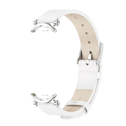 For Xiaomi Smart Band 10 / 9 / 8 Mijobs GT4 First Layer Cowhide Watch Band(White Silver)