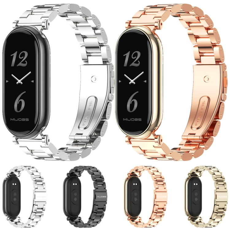 For Xiaomi Smart Band 10 / 9 / 8 Mijobs GT4 Three Beads Metal Watch Band(Light Gold)