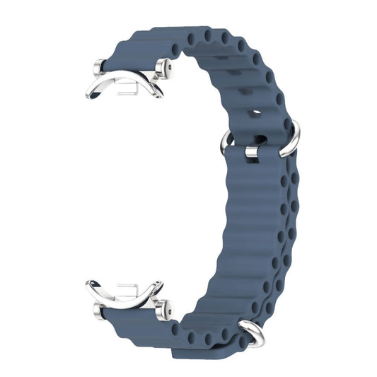 Pour Xiaomi Smart Band 10 / 9 / 8 Mijobs GT4 Bracelet de montre respirant en silicone marin (Bleu foncé Argent)
