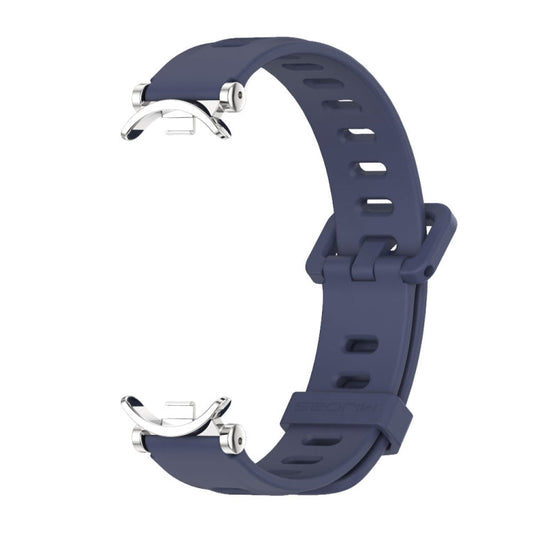 Pour Xiaomi Smart Band 10 / 9 / 8 Mijobs GT4 Bracelet de montre en silicone à trou plat (bleu nuit argenté)
