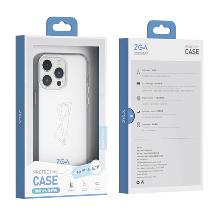 For iPhone 15 Plus ZGA Clear TPU Shockproof Phone Case(Transparent)