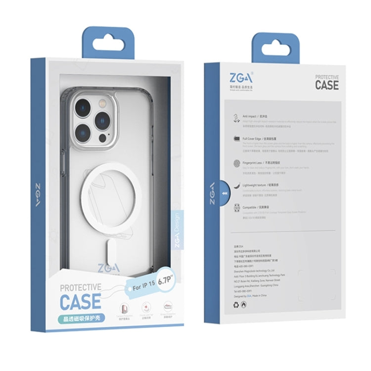 For iPhone 15 Plus ZGA Magsafe Clear PC Hybrid TPU Phone Case(Transparent)