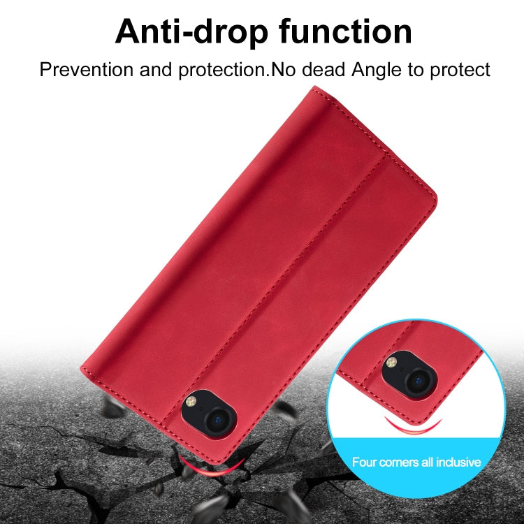 For iPhone 17e / 16e LC.IMEEKE Strong Magnetism Microfiber Leather Phone Case(Red)